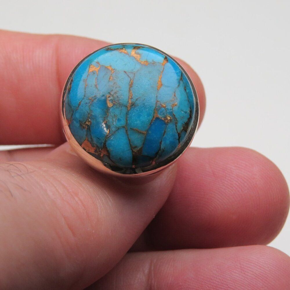 *925 Sterling Silver copper Turquoise Ring